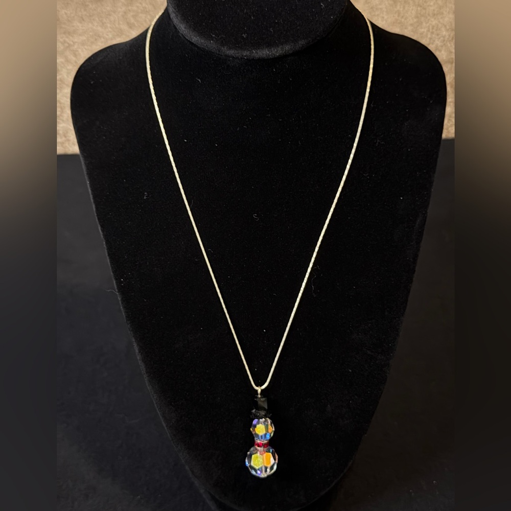 Swarovski Crystal Snowman Pendant with 925 Sterling Silver Chain